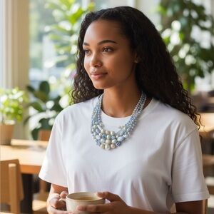 Vintage Blue and White Beaded Necklace